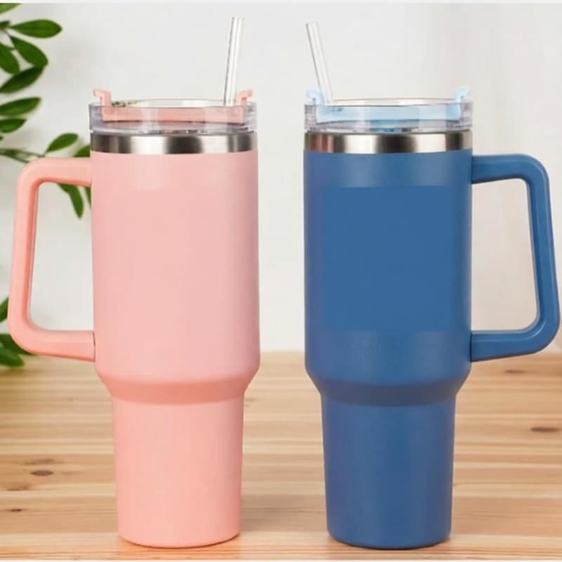 1200ml Stainless Steel Vacuum Insulated Tumbler with Lid & Straw – Large Travel Mug for Water, Coffee, Iced Tea & Smoothies - View 1