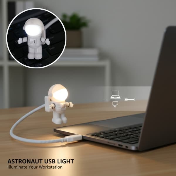 USB Astronaut LED Light – Flexible, Plug & Play Night Lamp for Laptop, PC & Power Bank - View 1