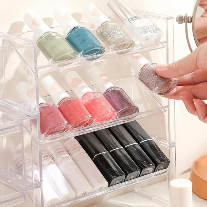 Display Shelf Stackable Holder – Desktop Organizer for Cosmetics, Office & Desk Accessories(Pack of 1)