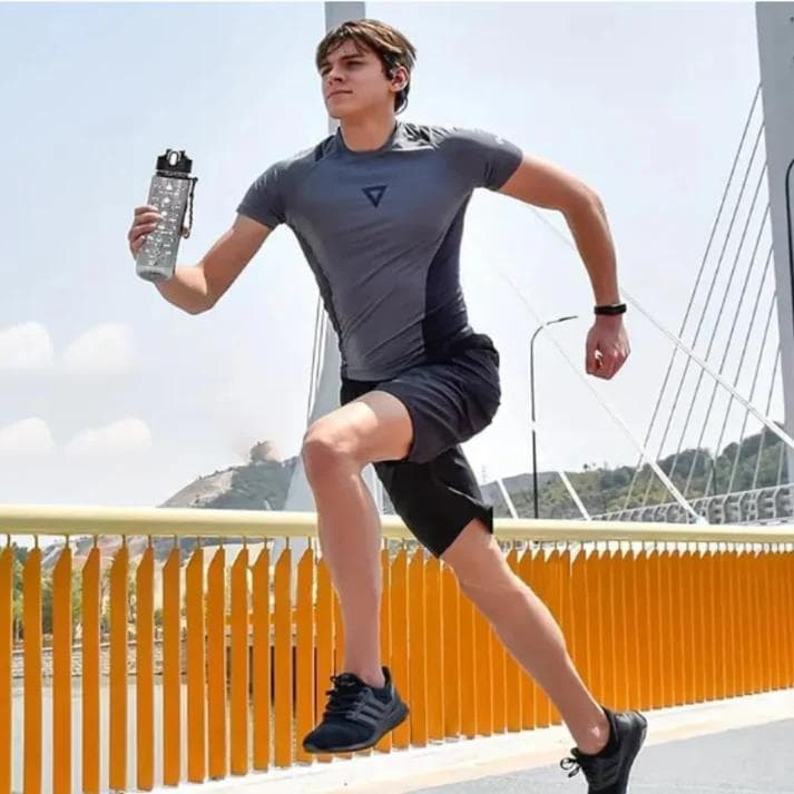 900ml Transparent Motivational Water Bottle with Time Marker – Leakproof, Durable, BPA-Free, Non-Toxic Bottle for Fitness & Gym (Random Color-Pack of 1) - View 1