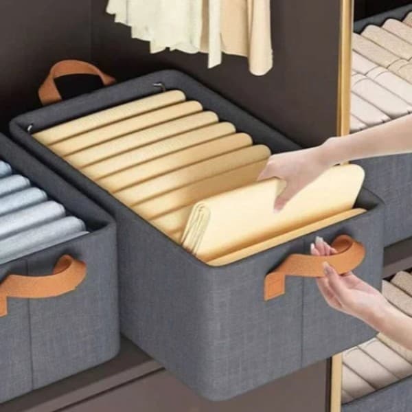 26L Collapsible Storage Basket with Steel Frame – Foldable Organizer for Clothes, Toys & Household Items (Pack of 1) - View 1