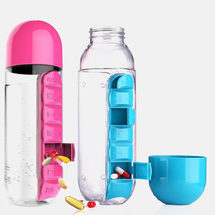Pill & Vitamin Bottle – Portable Plastic Storage Container for Pills, Supplements & Vitamins (Random Color- Pack of 1) - View 1